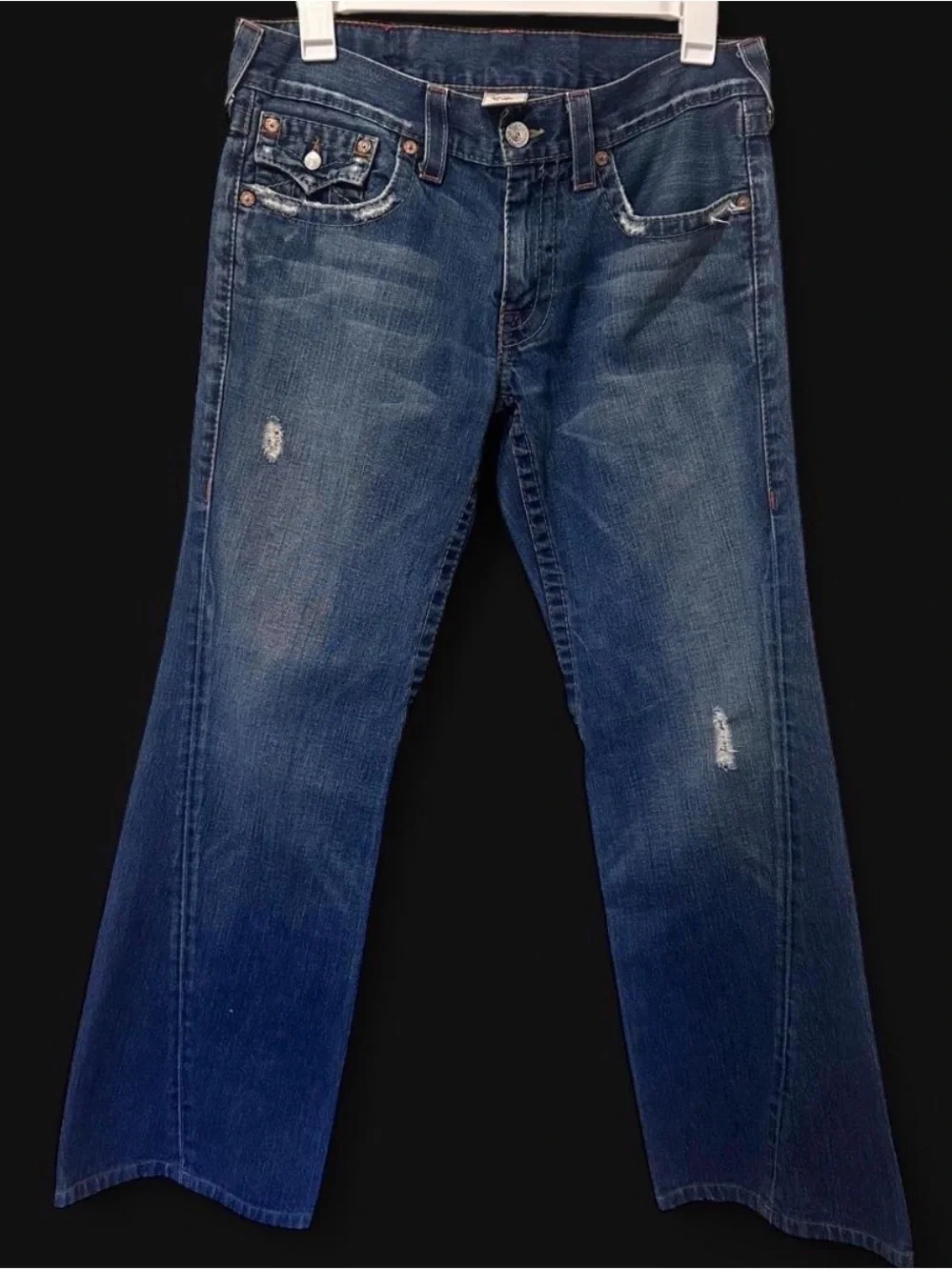 True Religion Men’s Joey Bootcut Jeans with Distressed Detail 33 x 33